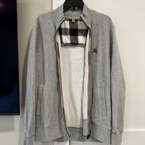 Burberry Full Zip Sweater Grey Size Large